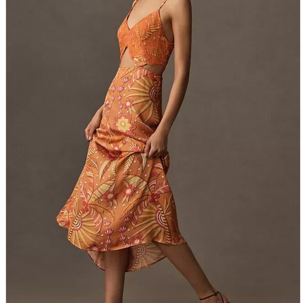 Farm Rio Orange Floral Dress - Picture 3 of 6
